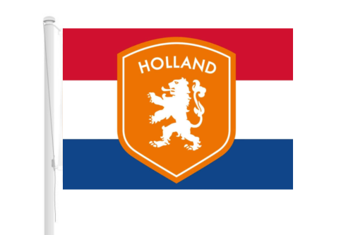 Holland rood-wit-blauw met leeuw vlag