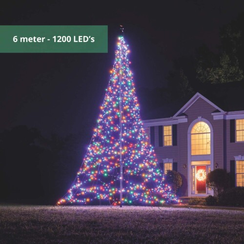 Fairybell vlaggenmast kerstboom 6 meter – 1200 LED’s Multi color