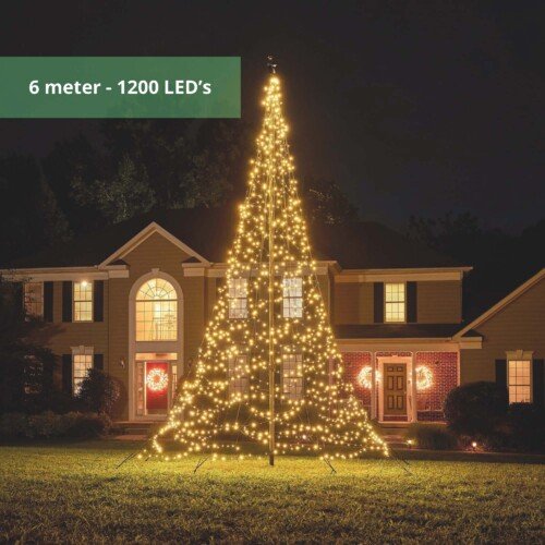 Fairybell vlaggenmast kerstboom 6 meter – 1200 LED’s Warm wit