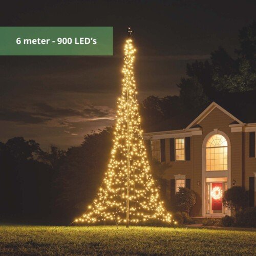 Fairybell vlaggenmast kerstboom 6 meter – 900 LED’s Warm wit