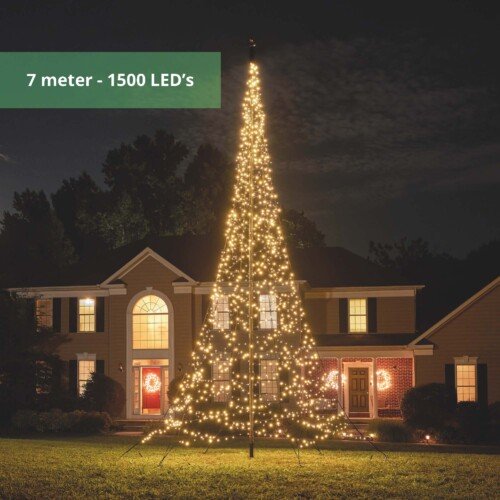 Fairybell vlaggenmast kerstboom 7 meter – 1500 LED’s Warm wit