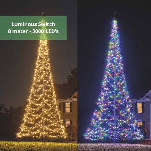 Fairybell Luminous Switch vlaggenmast kerstboom 8 meter - 3000 LED's