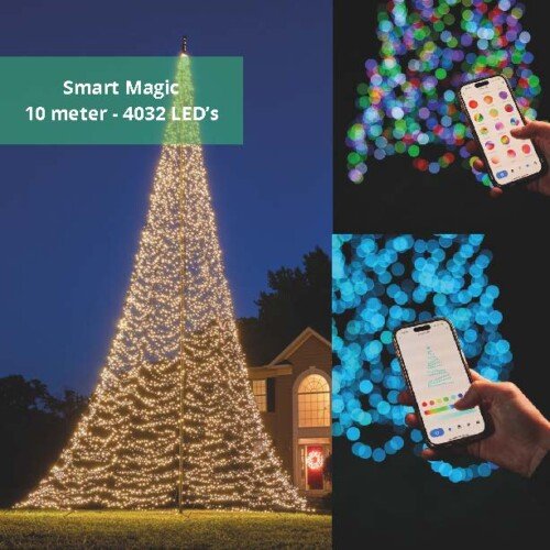 Fairybell Smart Magic vlaggenmast kerstboom 10 meter - 4032 LED's