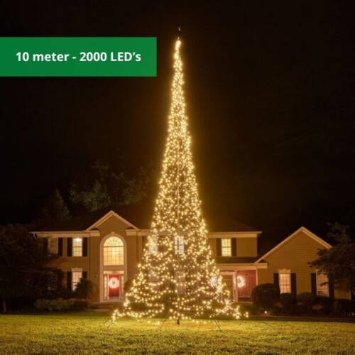 Fairybell vlaggenmast kerstboom 10 meter - 2000 LED's Warm wit