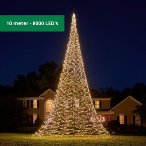 Fairybell vlaggenmast kerstboom 10 meter - 8000 LED's Warm wit