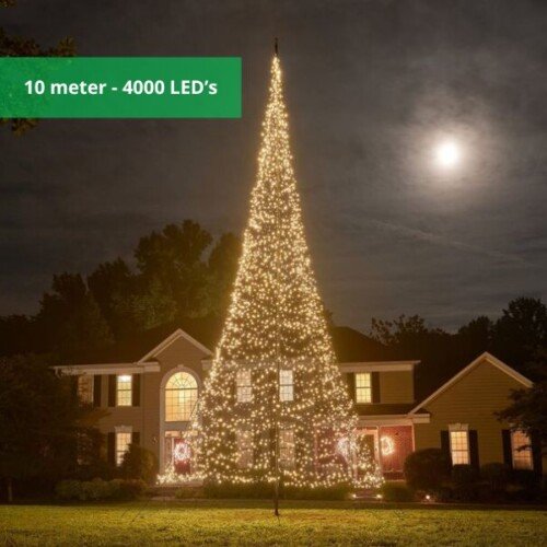 Fairybell vlaggenmast kerstboom 10 meter - 4000 LED's Warm wit