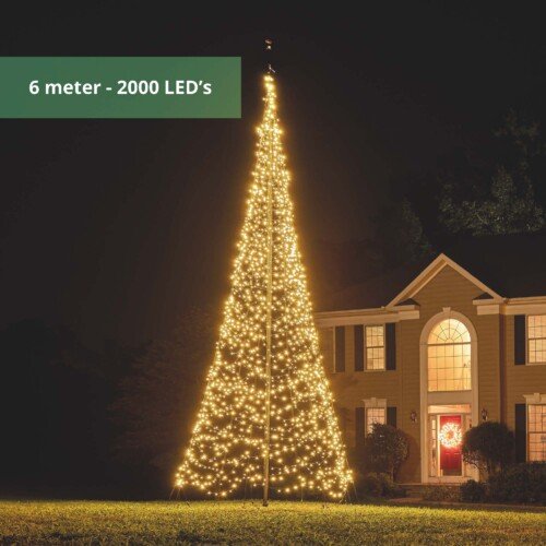 Fairybell vlaggenmast kerstboom 6 meter - 2000 LED's Warm wit