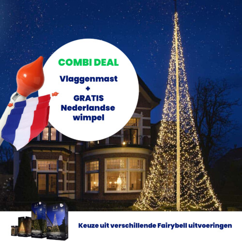 Combi deal - Vlaggenmast 8 meter + Fairybell verlichting